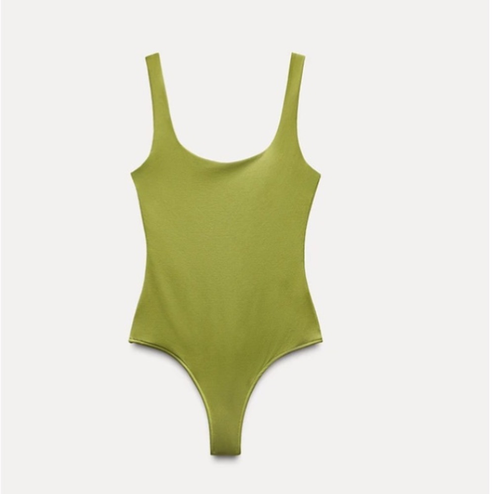 Zara Olive Green Scoop Neck Bodysuit